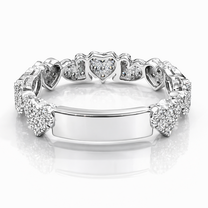 Anello multicuori scomposti in pavé con diamanti da 0,25 ct in oro bianco 18 kt (750)