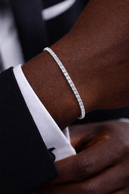 Bracciale tennis con diamanti bianchi naturali ct 1,65 in oro bianco 18kt (750) - 21 cm
