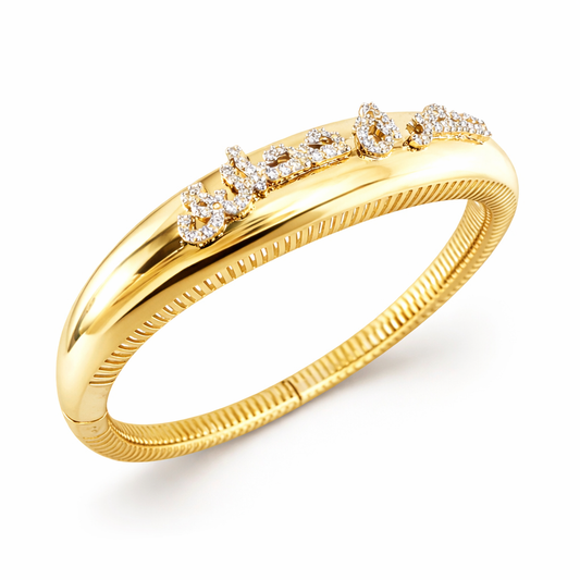 Bracciale rigido stile arabo con diamanti naturali ct 0,85 in oro giallo 18kt (750)