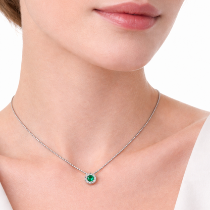 Collana e pendente magic con diamanti 0,15 ct e smeraldo 0,35 ct in Oro Bianco 18kt (750)