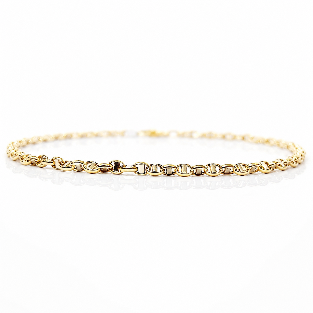 Bracciale catena maglia traversino in oro giallo 18kt (750) - 1.80gr - Oreficeria