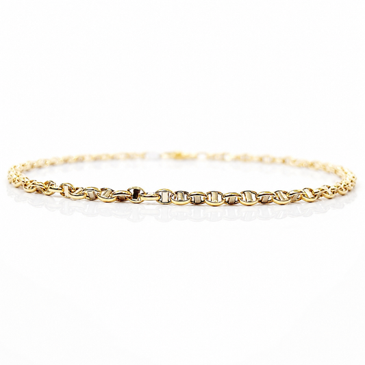 Bracciale catena maglia traversino in oro giallo 18kt (750) - 1.80gr - Oreficeria