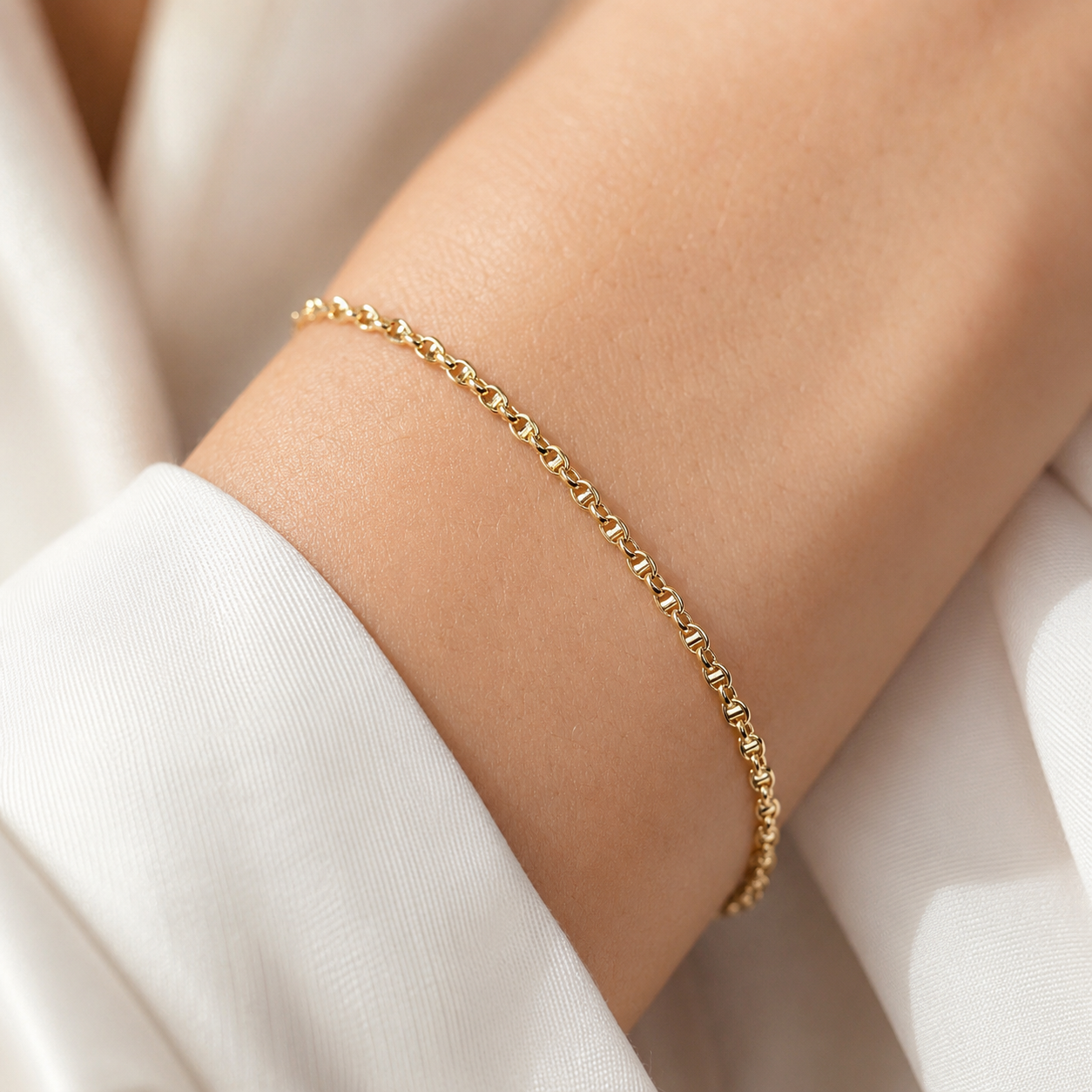 Bracciale catena maglia traversino in oro giallo 18kt (750) - 1.80gr - Oreficeria