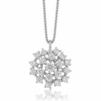 Collana con ciondolo fantasia diamanti ct 0.68 in oro bianco 18kt (750)