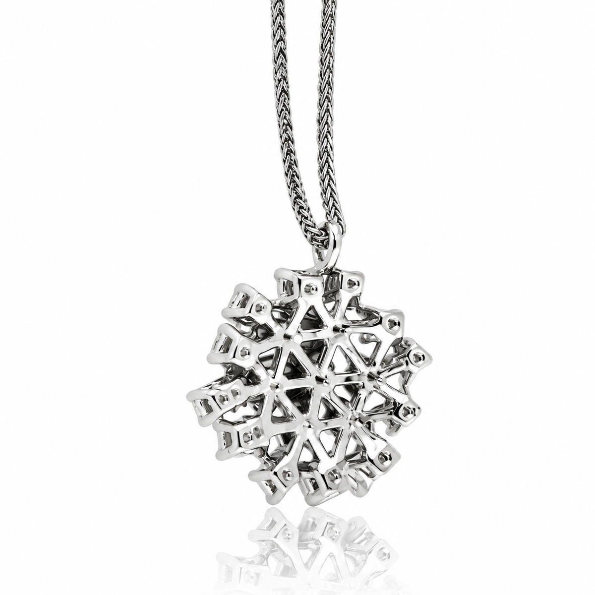 Collana con ciondolo fantasia diamanti ct 0.68 in oro bianco 18kt (750)