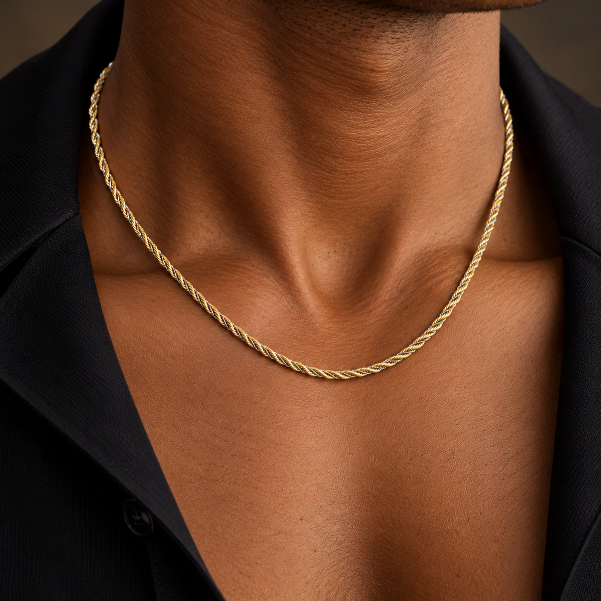 Collana funetta in oro giallo e bianco 18kt (750) - 6.55 gr - Oreficeria