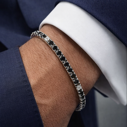 Bracciale tennis con diamanti bianchi ct 0,50 e neri ct 5,86 in oro bianco 18kt (750)