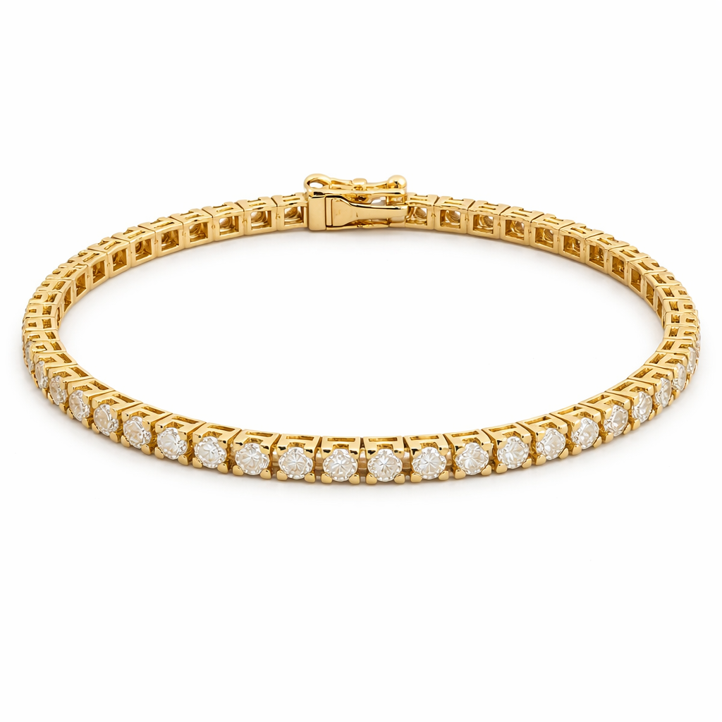 Bracciale modello tennis con Diamanti bianchi naturali CT 3,00 - 18 cm - in oro giallo 18kt (750)