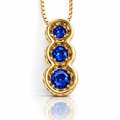 Collana trilogy magic con zaffiro ct 0,30 e diamanti ct 0,22 in oro giallo 18kt (750)