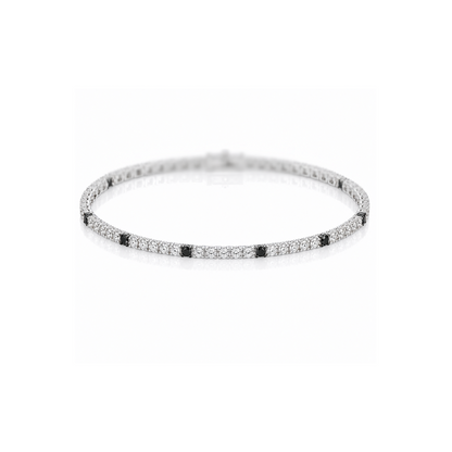 Bracciale tennis diamanti bianchi ct 2,55 e diamanti neri ct 0,36 in oro 18kt (750) - 18,50 cm