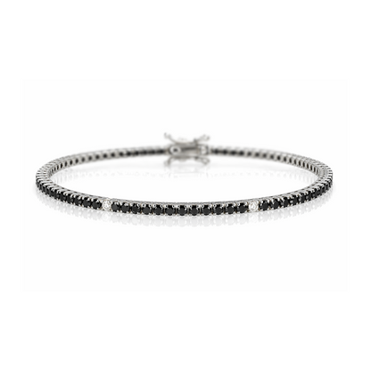 Bracciale Tennis diamanti neri ct 2,02 diamanti bianchi ct 0,15 in oro bianco e brunito 18kt (750)