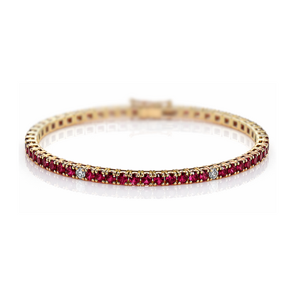 Bracciale Tennis rubini ct 5,76 in oro rosa 18kt (750) - 21 cm - Gem Tech
