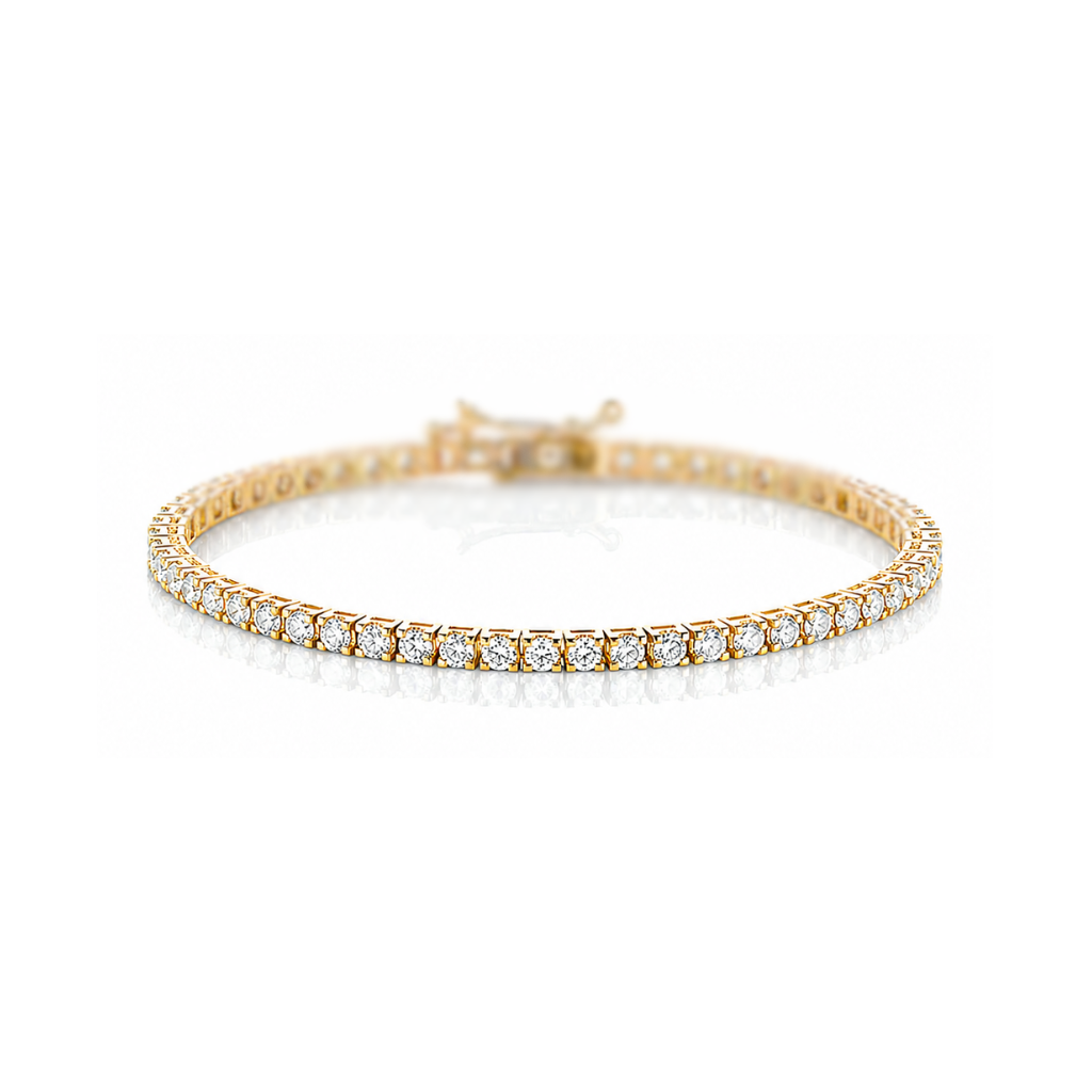 Bracciale tennis con diamanti bianchi ct. 1,65 in oro giallo 18kt (750) - 21 cm