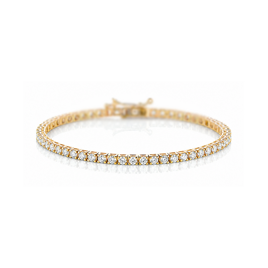 Bracciale tennis con diamanti bianchi ct. 1,65 in oro giallo 18kt (750) - 21 cm