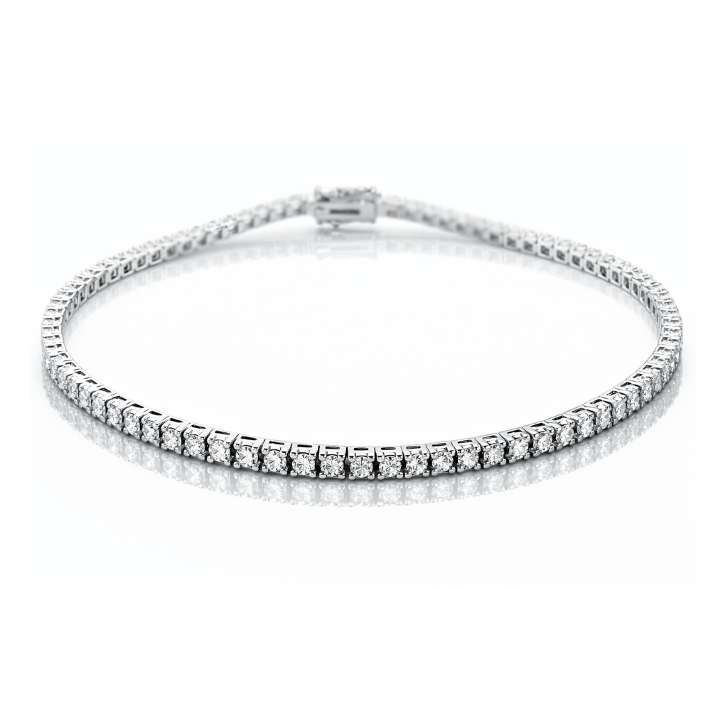 Bracciale tennis piramidale con diamanti bianchi ct 0,91  in oro bianco 18kt (750) - 20cm