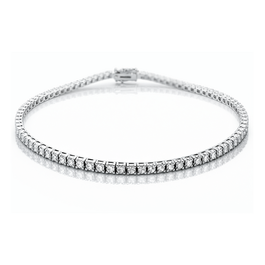 Bracciale tennis piramidale con diamanti bianchi ct 0,91  in oro bianco 18kt (750) - 20cm