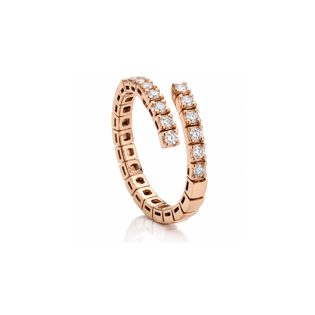 Anello contrarié con diamanti 0,45 ct in oro rosa 18 kt (750)