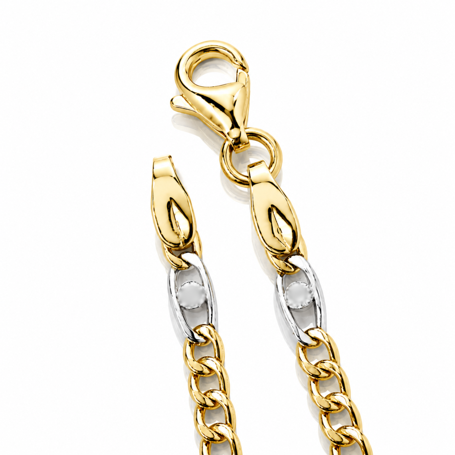 Bracciale catena piatta in oro giallo e bianco 18kt (750) - 1.85 gr - Oreficeria