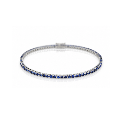Bracciale tennis con zaffiri blu ct 4.08 - 20 cm - in oro bianco 18kt (750)