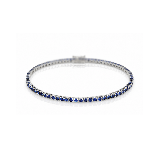 Bracciale tennis con zaffiri blu ct 4.08 - 20 cm - in oro bianco 18kt (750)