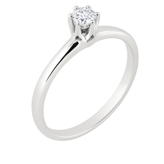 Anello solitario Tiffany 6 griffe Diamante ct 0,30 + certificato gemmologico