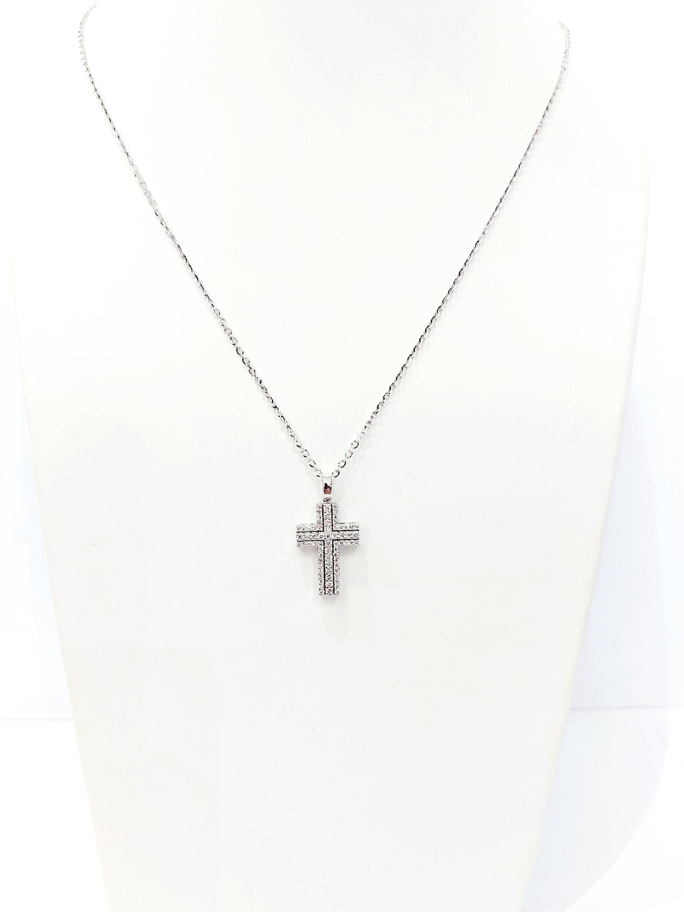 Collana e pendente croce Diamanti 0,45 ct in Oro Bianco 18kt (750)