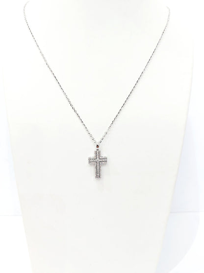 Collana e pendente croce Diamanti 0,45 ct in Oro Bianco 18kt (750)