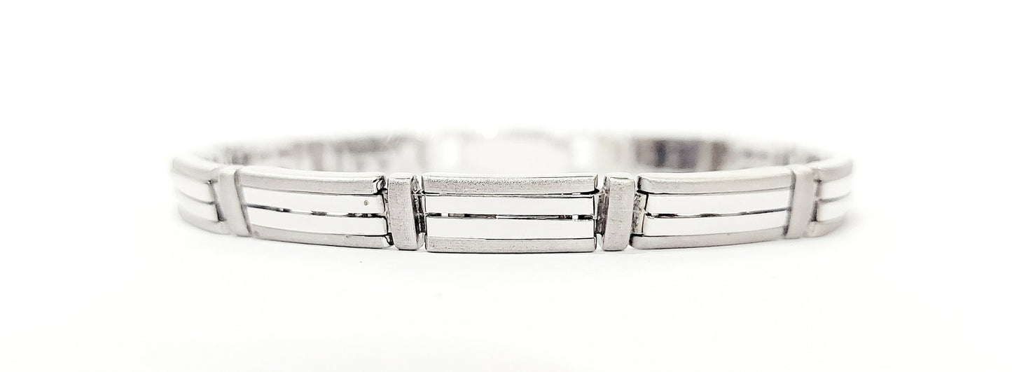 Bracciale piastre lucide e satinate in oro 18 kt - oreficeria