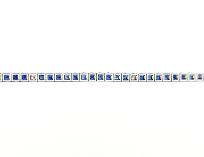 Bracciale Tennis Astralia in Oro Bianco con Zaffiri blu 4,00 ct e Diamanti 0,24 ct 18 kt (750)
