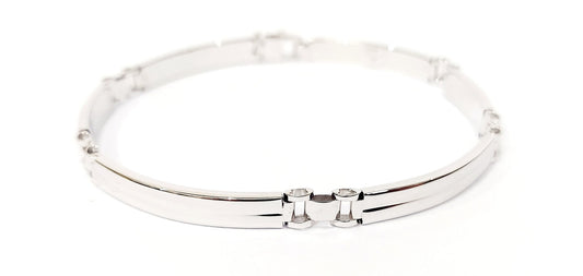Bracciale Oro bianco 18 kt (750) piastre rettangolari lavorate - Oreficeria