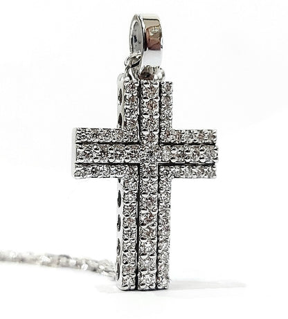 Collana e pendente croce Diamanti 0,45 ct in Oro Bianco 18kt (750)