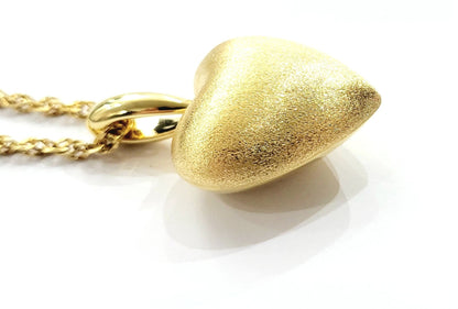 Collana  pendente cuore bombato satinato in Oro Giallo 18 kt (750) - Oreficeria
