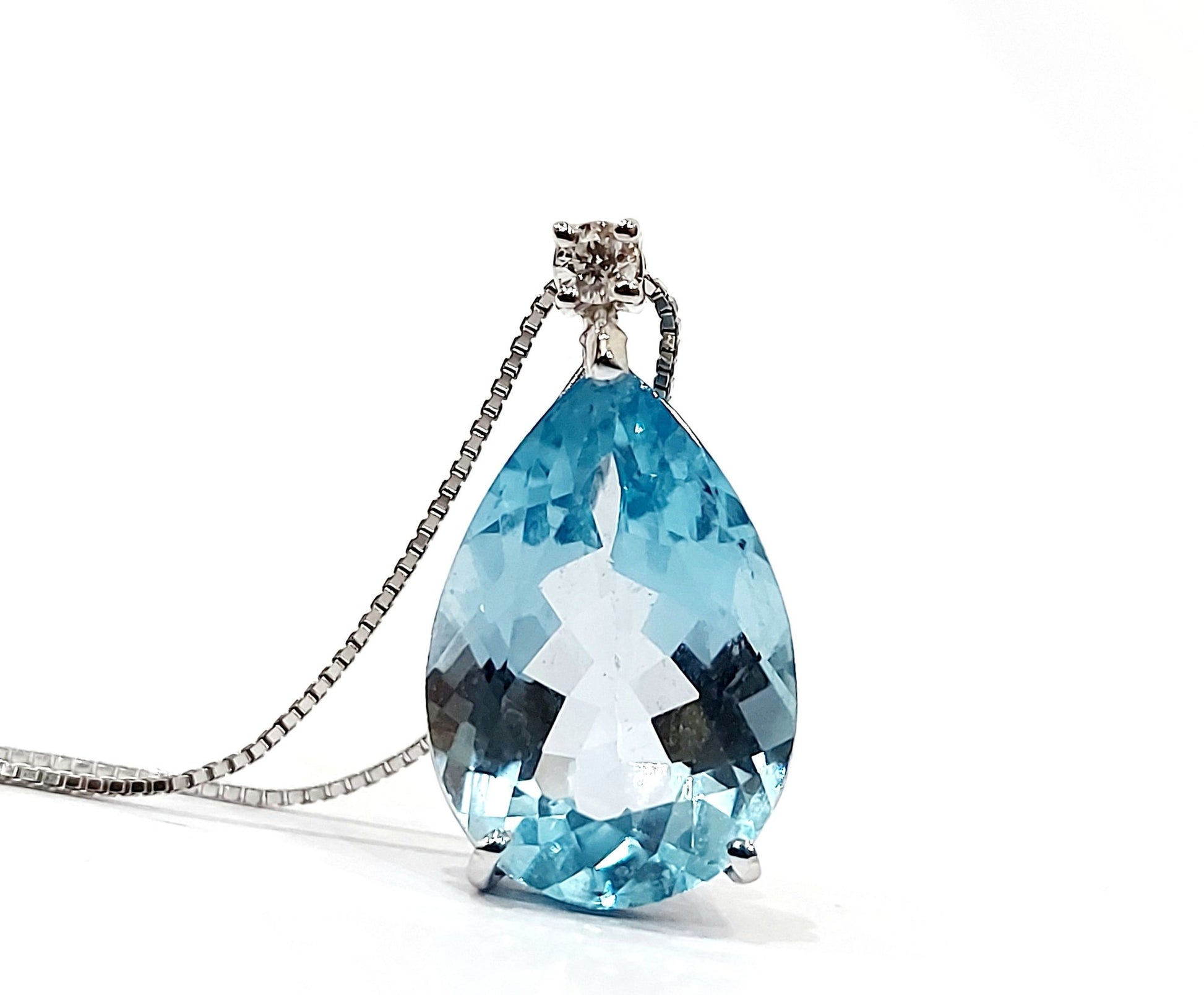 Collana In Argento Sterling Con Gocce D'acqua, Topazio Azzurro E - Foto 8