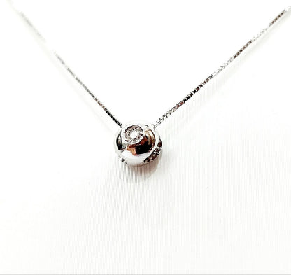 Collana e pendente punto luce a cipollina in Oro Bianco con Diamante 0,10 ct 18 kt (750)