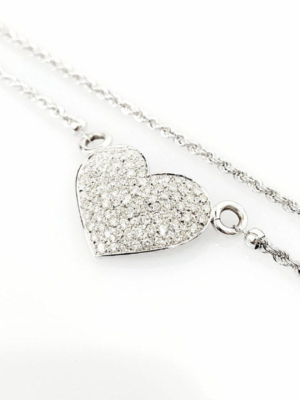 Collana con pendente cuore in Oro bianco con Diamanti 1,75 ct 18 kt (750)