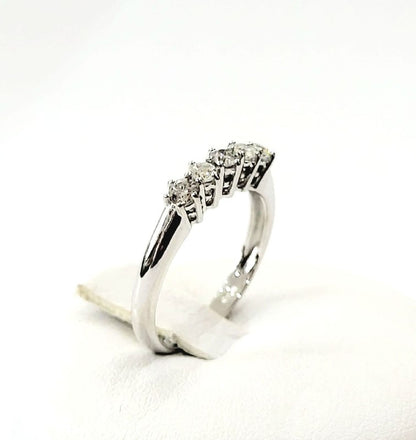 Anello Veretta a 5 Diamanti 0,50 ct in Oro bianco 18 kt (750)