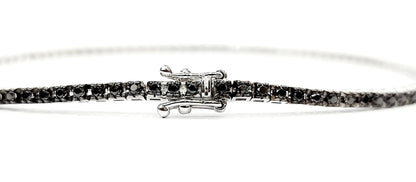 Bracciale Tennis in Oro Bianco punte brunite con Diamanti Black 0,99 ct 18 kt (750)