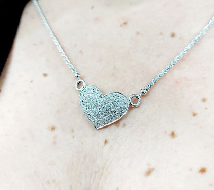 Collana con pendente cuore in Oro bianco con Diamanti 1,75 ct 18 kt (750)
