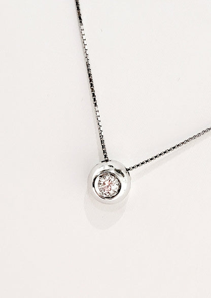 Collana e pendente punto luce a cipollina in Oro Bianco con Diamante 0,25 ct 18 kt (750)