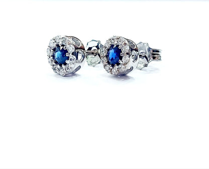 Orecchini in Oro Bianco con Zaffiri 0,80 ct e Diamanti 0,60 ct 18kt (750)