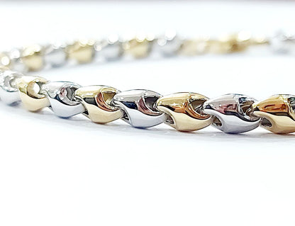 Bracciale in Oro Bianco e Oro Giallo in Oro massiccio 18 kt (750) - Oreficeria