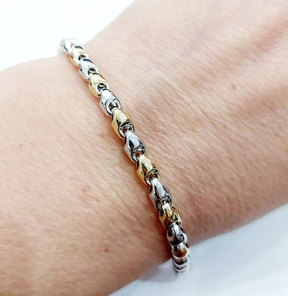 Bracciale in Oro Bianco e Oro Giallo in Oro massiccio 18 kt (750) - Oreficeria