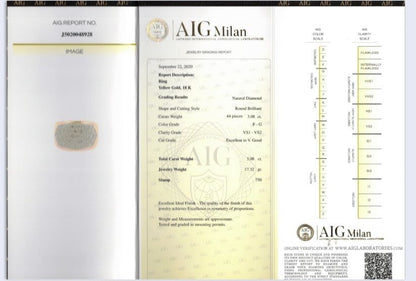 Anello a fascia in Oro Bianco e Oro Giallo con Diamanti ct 3,08 18 kt (750)