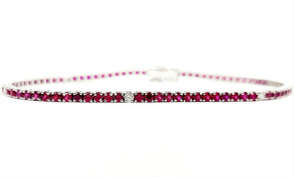 Bracciale Tennis Astralia in Oro Bianco con Rubini 5,20 ct e Diamanti 0,27 ct 18 kt (750)