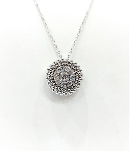 Collana pendente tondo Astralia con Diamante centrale e circolari 0,84 ct in Oro Bianco 18 kt -750