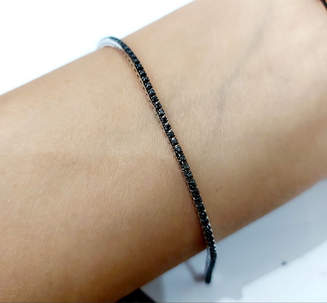 Bracciale Tennis in Oro Bianco punte brunite con Diamanti Black 0,99 ct 18 kt (750)