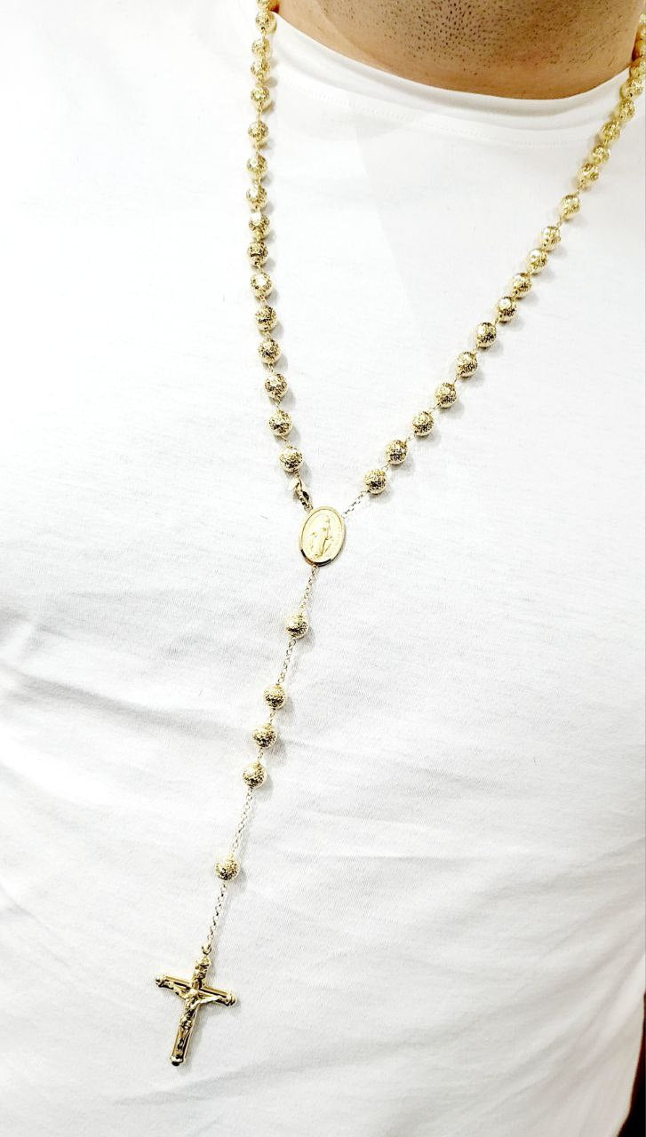 Collana rosario classico con sfere sfaccettate da 7,50mm Oro Giallo 18kt (750) - Oreficeria