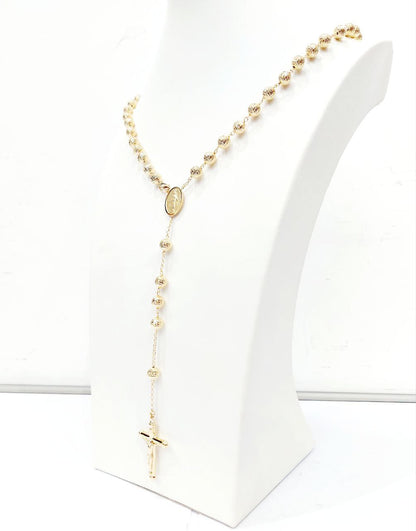 Collana rosario classico con sfere sfaccettate da 7,50mm Oro Giallo 18kt (750) - Oreficeria