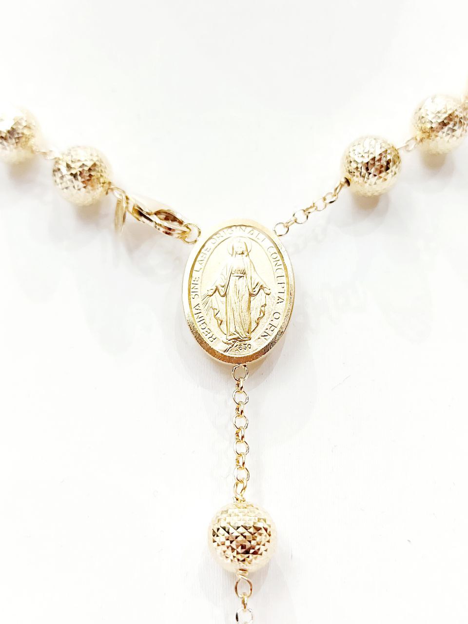 Collana rosario classico con sfere sfaccettate da 7,50mm Oro Giallo 18kt (750) - Oreficeria