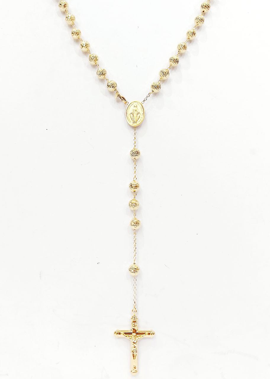 Collana rosario classico con sfere sfaccettate da 7,50mm Oro Giallo 18kt (750) - Oreficeria
